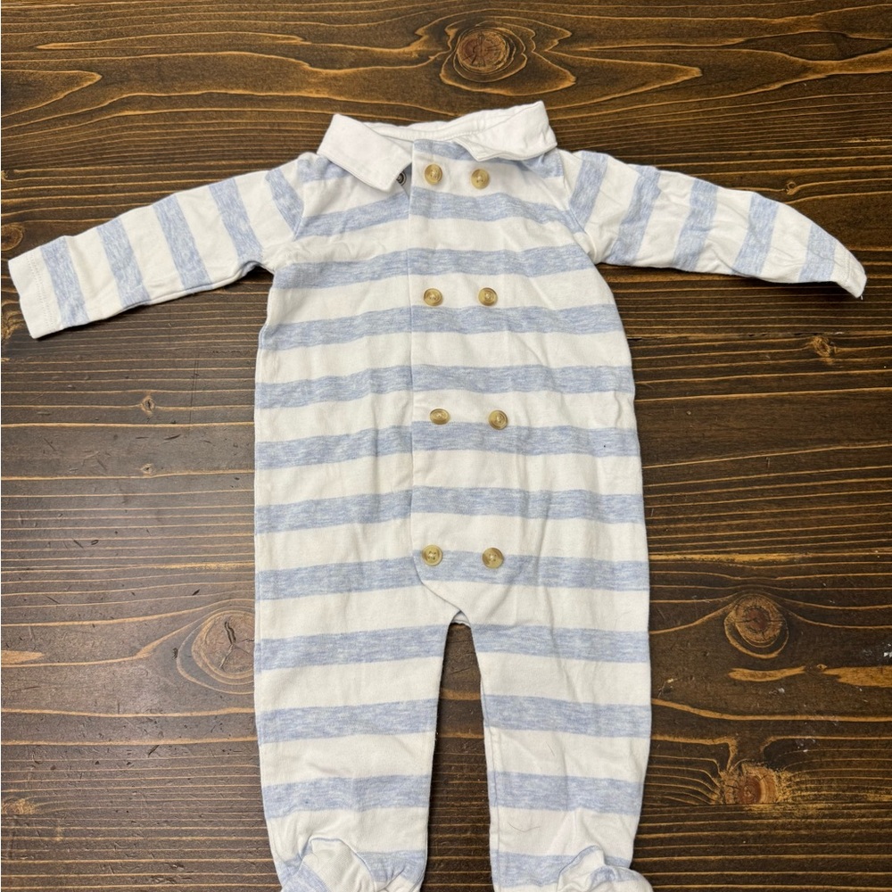 Edgehill Collection Blue and White Striped Footie